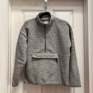 J. Crew (22” across), Fleece Half Zip Jacket, Gray, Oversized Fit